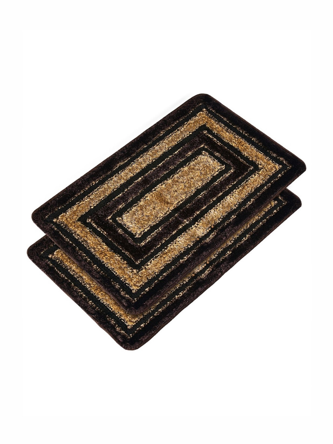 HOMESTIC Brown & Black 2 Pieces Self-Designed Ultra Absorbent Stain Resistant Doormats