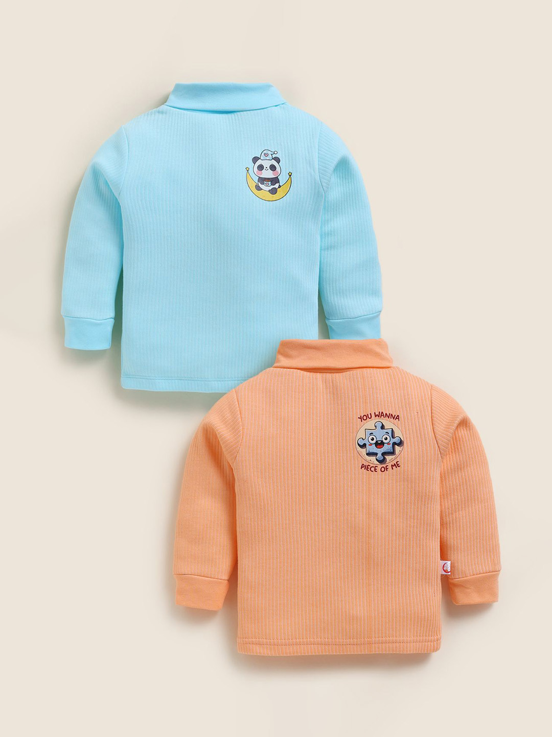 MooNKids Kids Pack Of 2 Printed Turtle Neck Pullover Sweatshirts