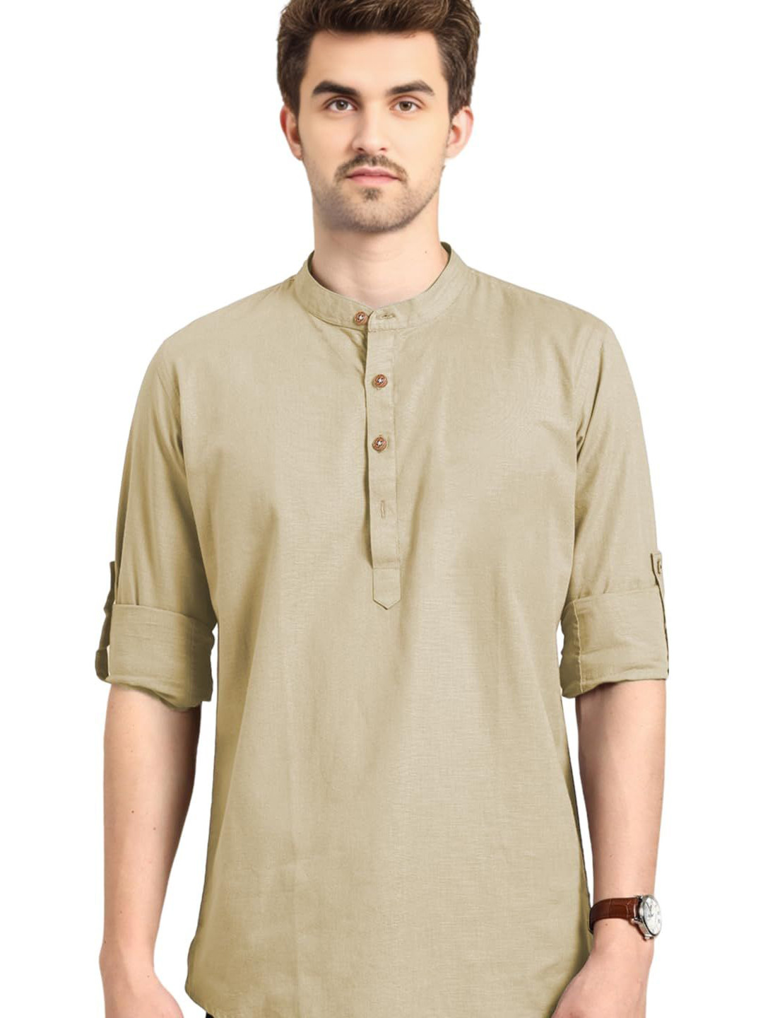 Go Stylish Men Solid Daily Cotton Straight Kurta
