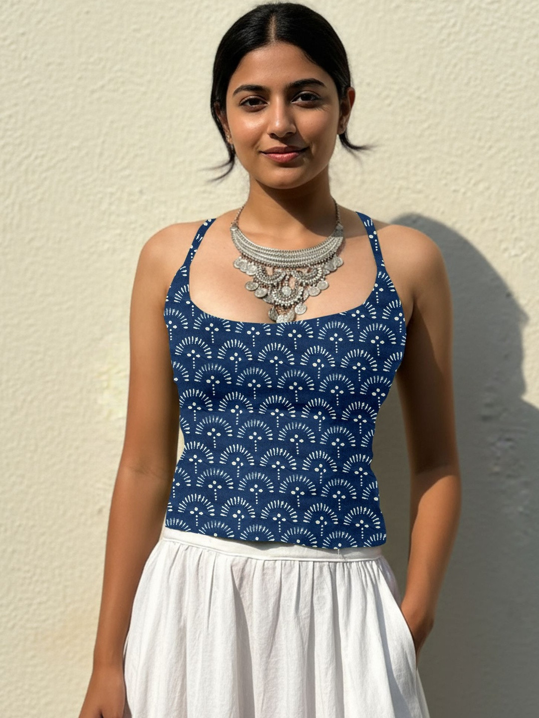 AAHWAN Women Ethnic Motifs Printed Sleeveless Crop Top