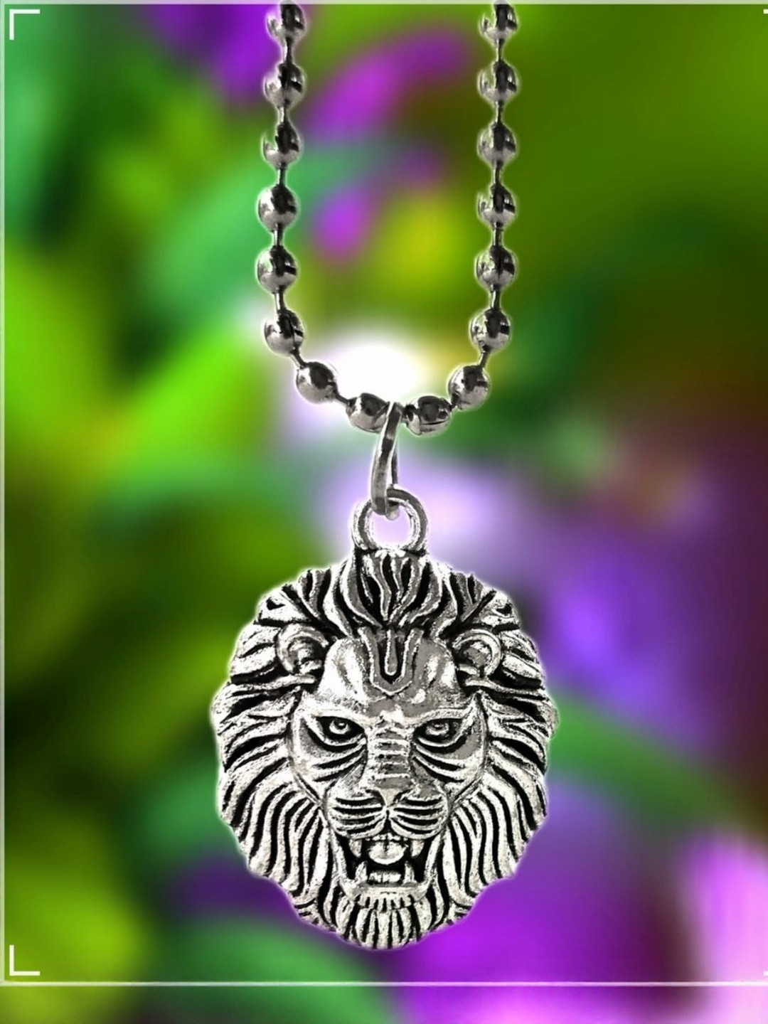 Basukiya Unisex Silver-Plated Alloy Chain Haar Narsimha Locket Necklace
