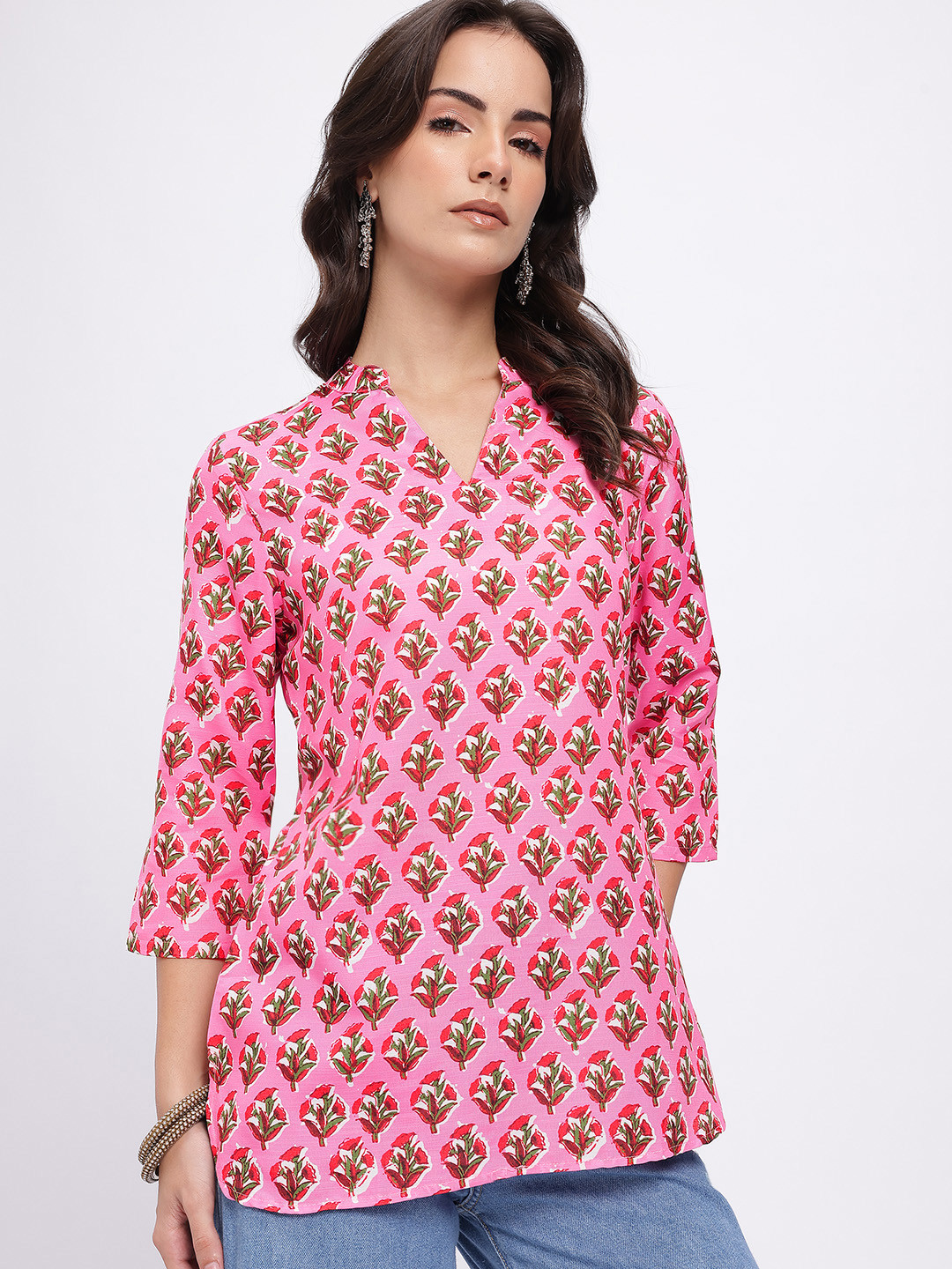 Anouk Rustic Paisley Print Curved Hem Kurti