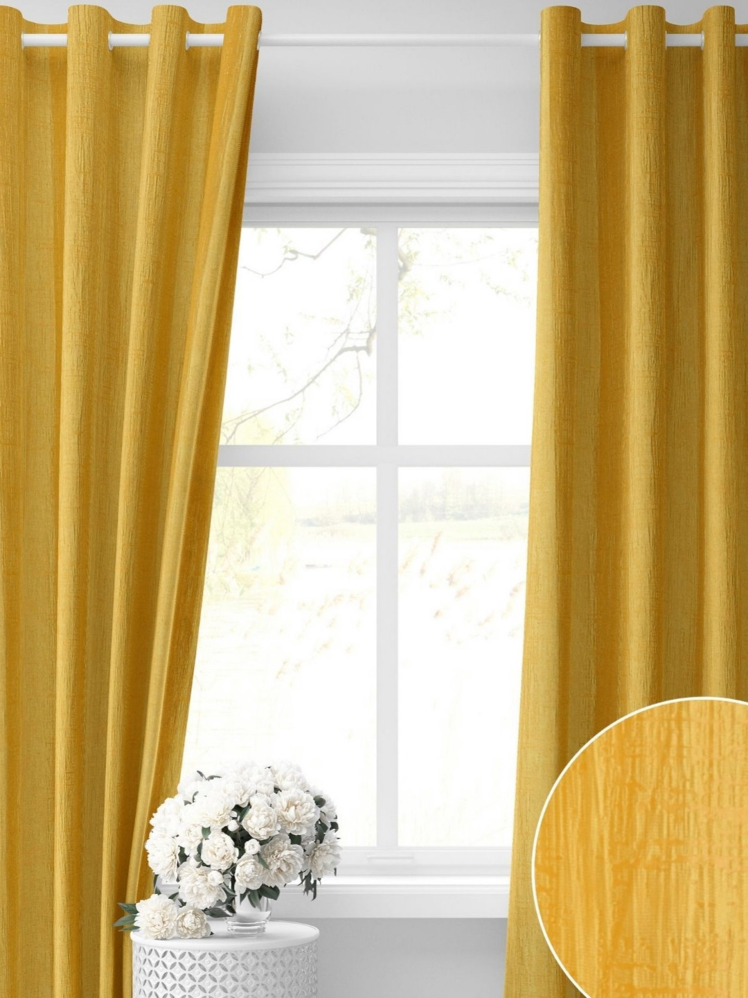 GEET CREATIONS Yellow Room Darkening Long Door Curtains