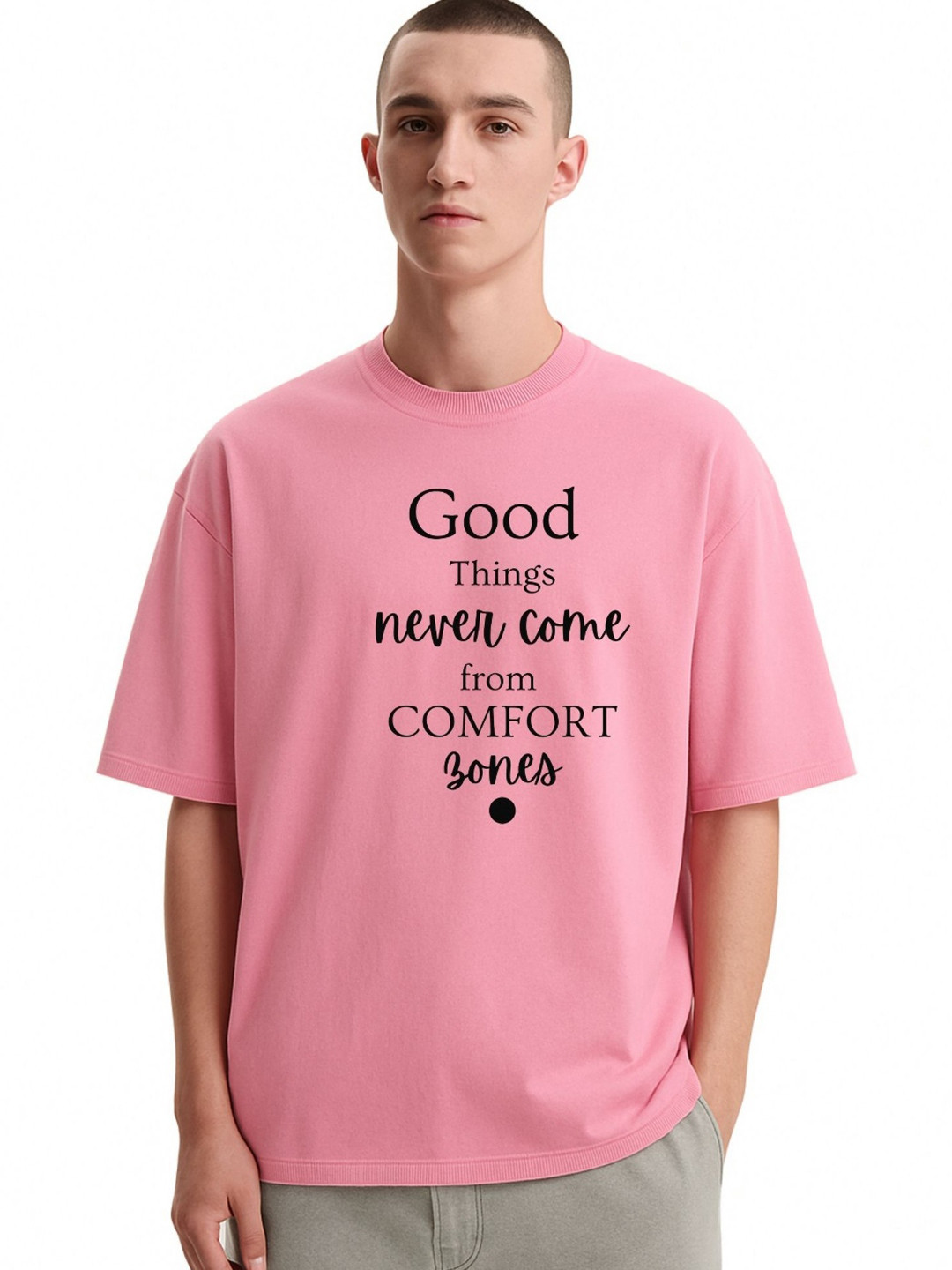 Fashnobic Men Dri-FIT Trendy Keep It Simple Printed Round Neck Cotton Oversized T-shirt