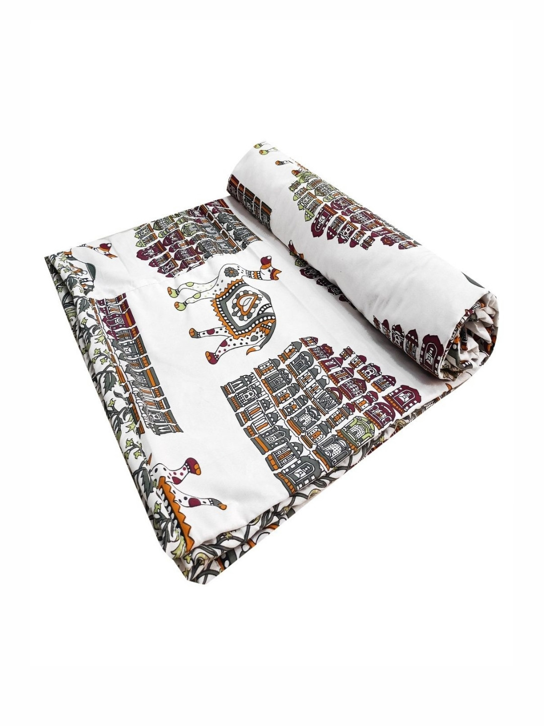 INDRA'S Purple & Green Floral AC Room 110 GSM Cotton Single Bed Dohar