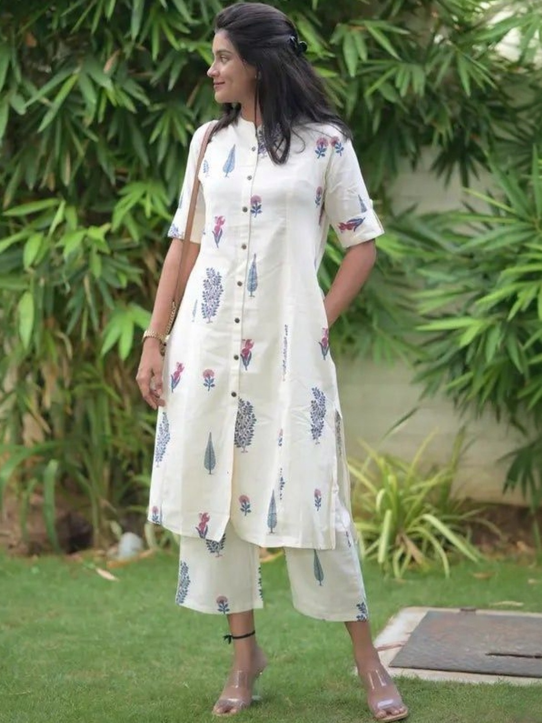 Buy Vishishtah Women Ethnic Motifs Printed Regular Kurta With Trousers - - Apparel for Women