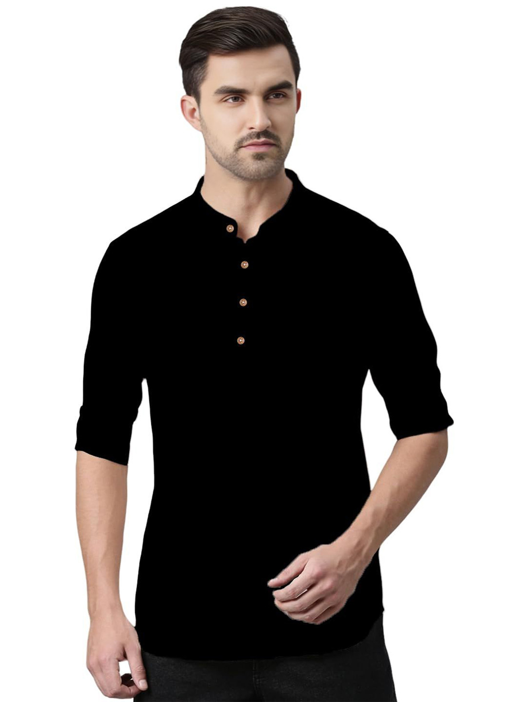 Swegzin Men Solid Daily Cotton Straight Kurta