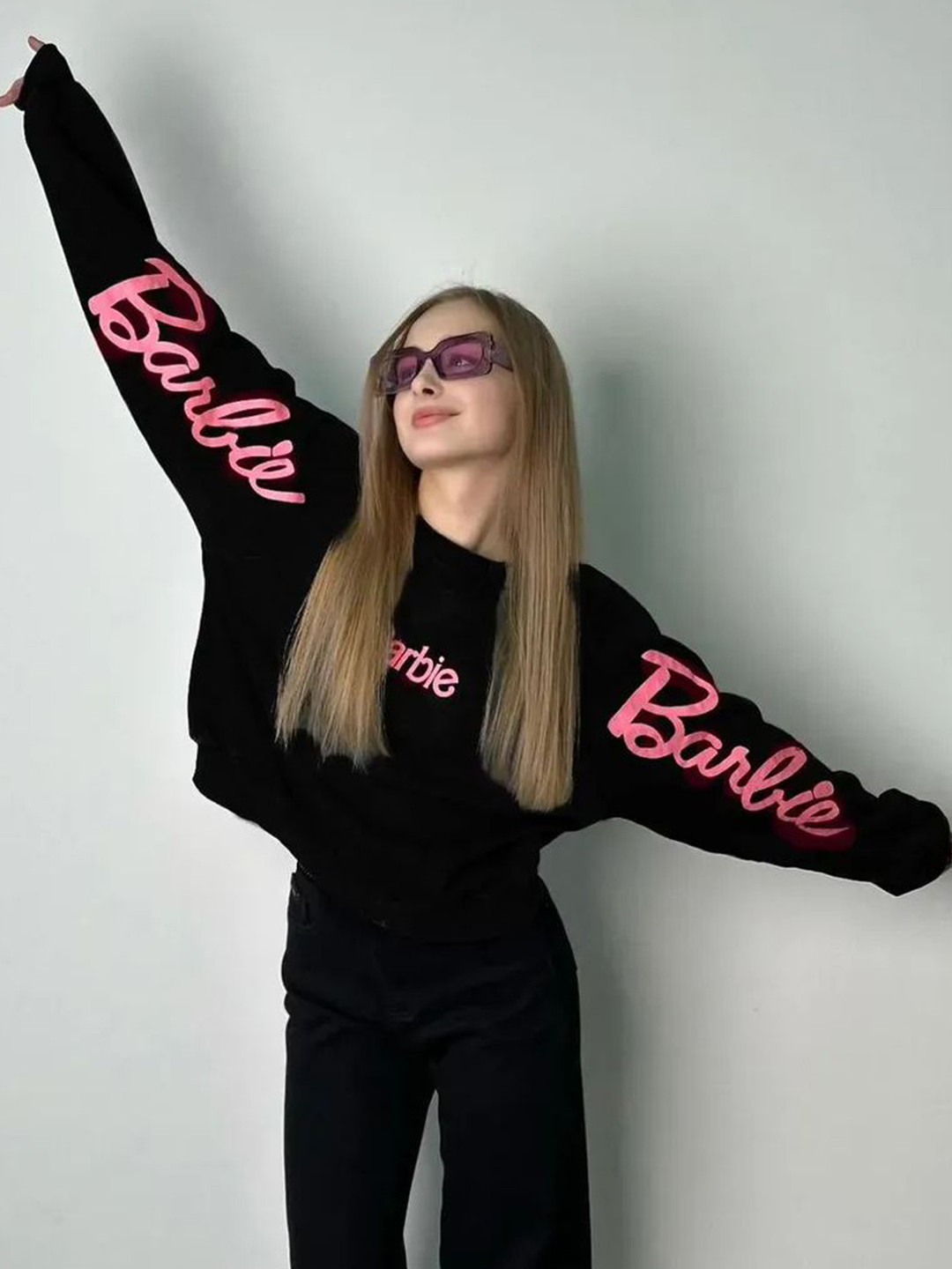 StyleCast x Revolte Women Barbie Typography Printed Sweatshirt