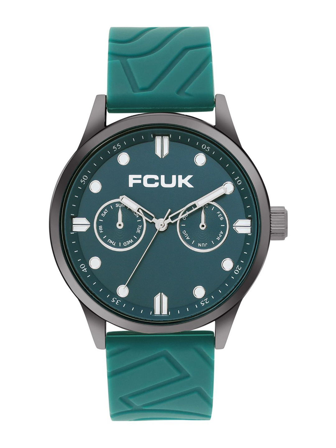 FCUK Men Trackor Round Dial & Silicon Straps Analogue Watch FC182GR