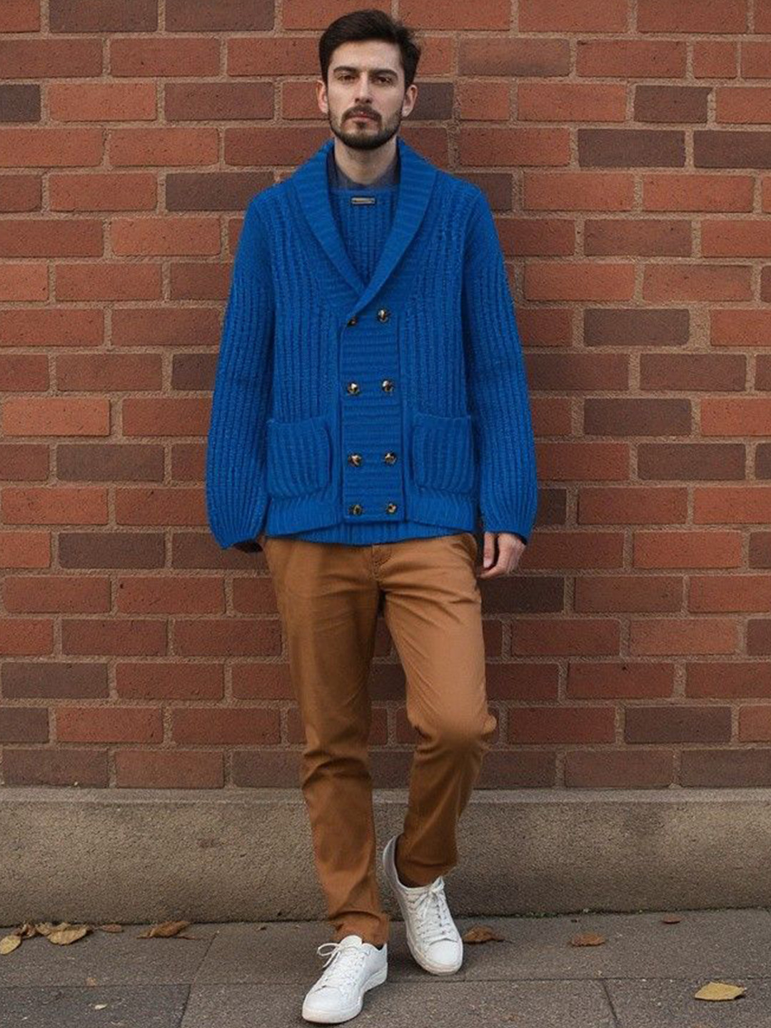 Mast & Harbour Men Ribbed Shawl Collar Cardigan