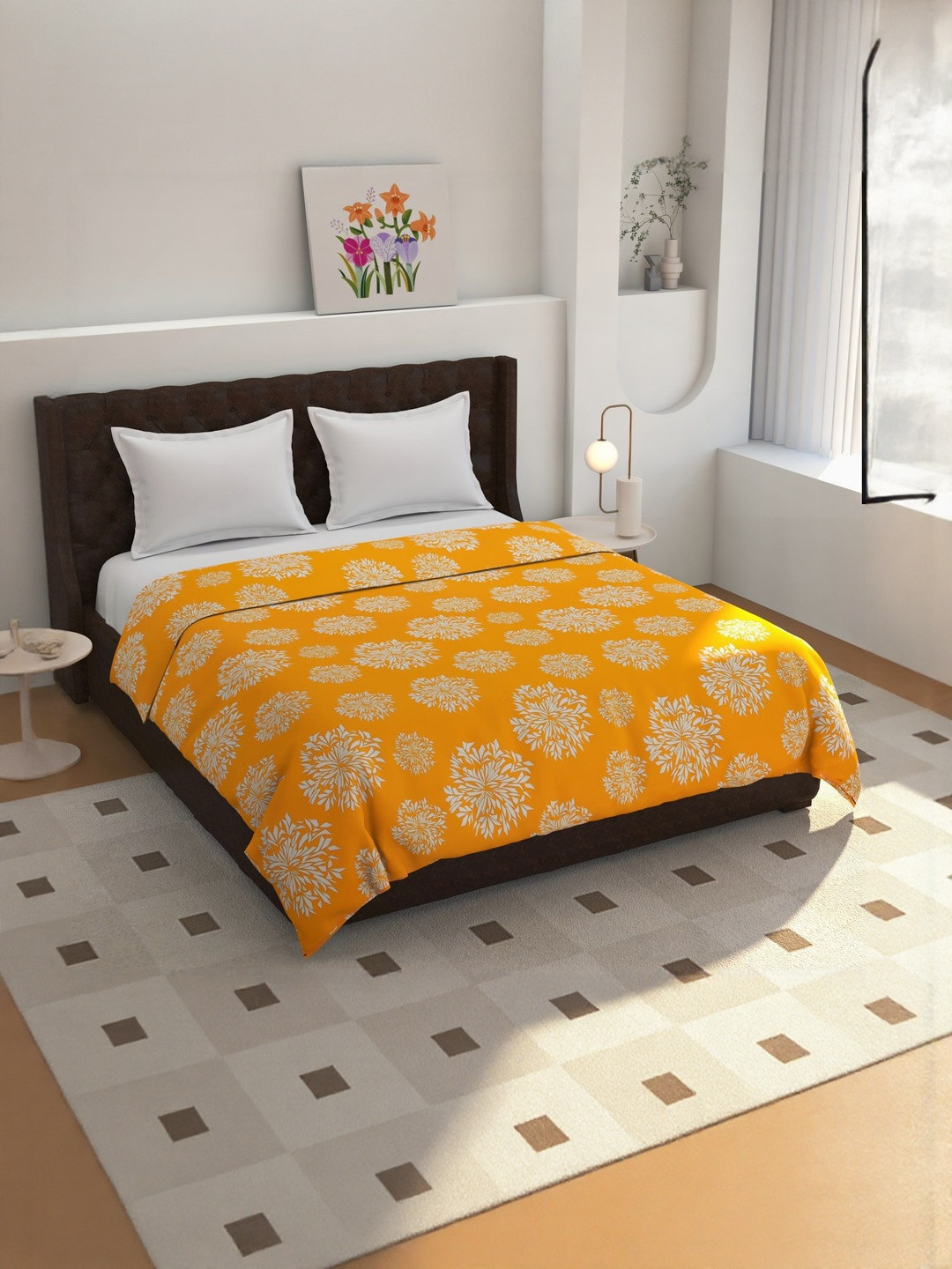 TINDLER KNOTS Yellow 280TC Soft Cotton Double Size Comforter Duvet Cover