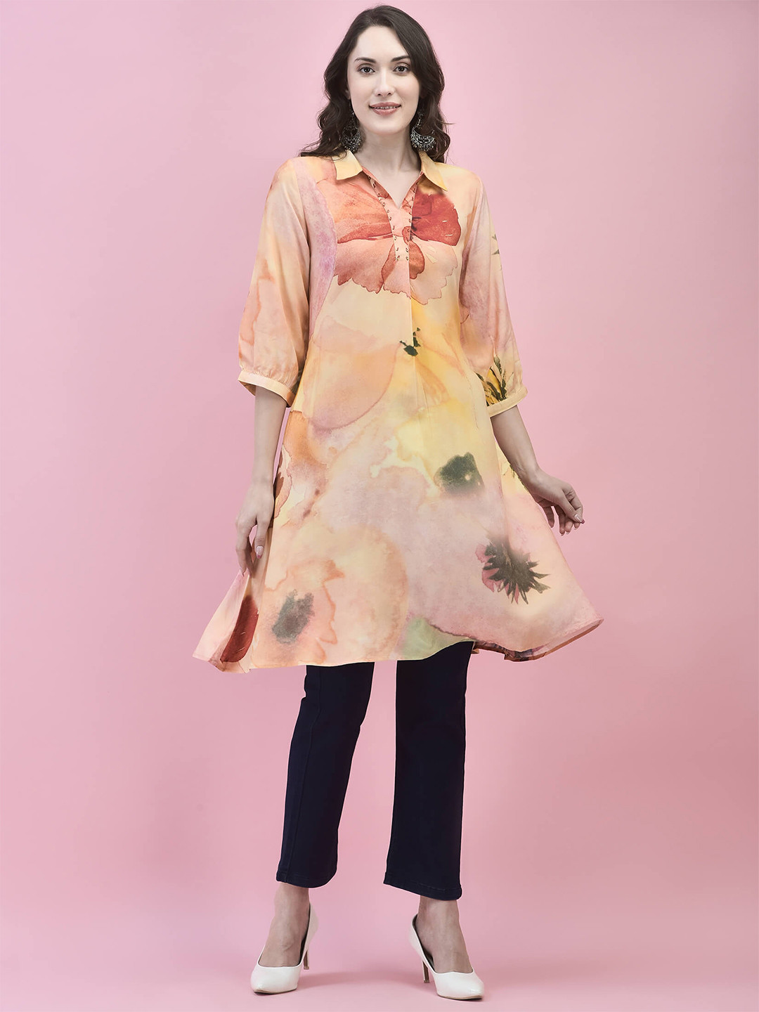 Shree Absract Printed Shirt Collar A Line Kurta