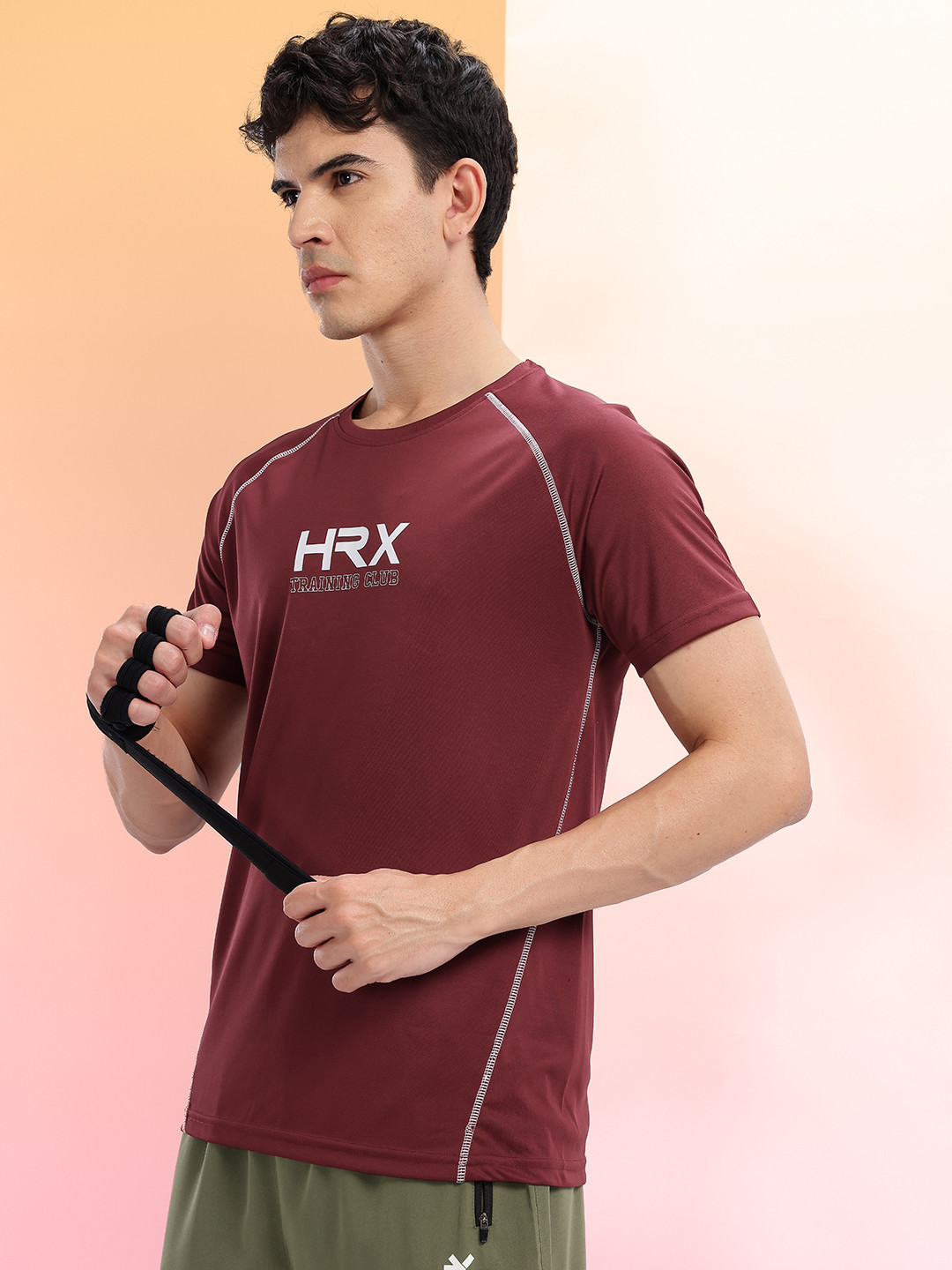 HRX by Hrithik Roshan Brand Logo Printed Raglan Sleeves Training or Gym T-shirts