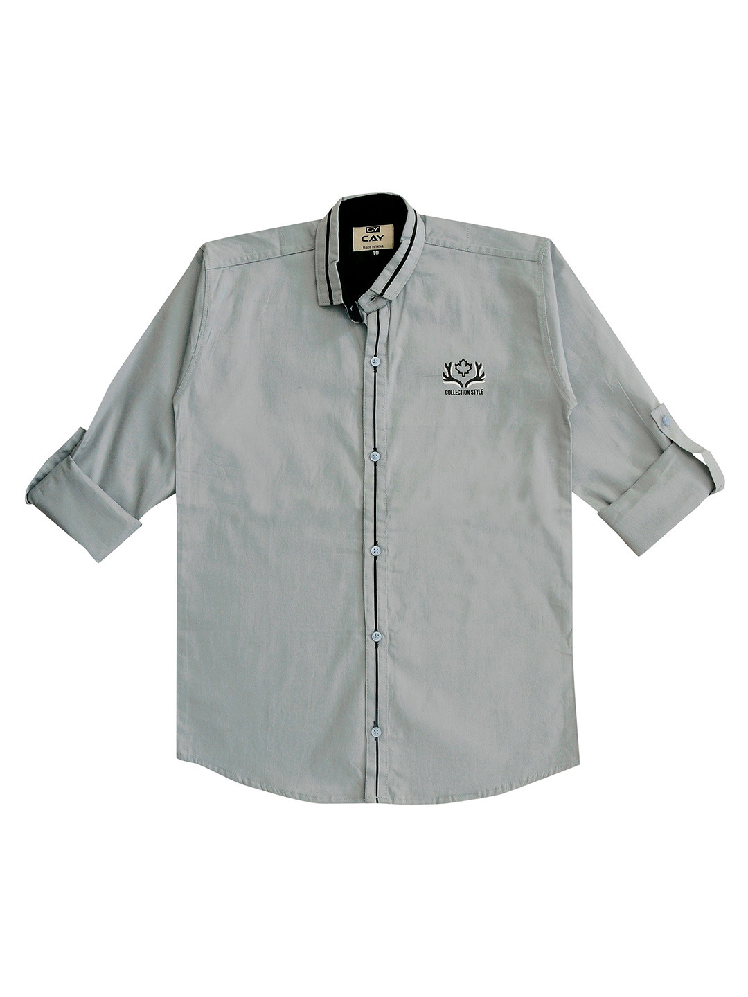 CAY Boys Standard Fit Solid Spread Collar Cotton Casual Shirt