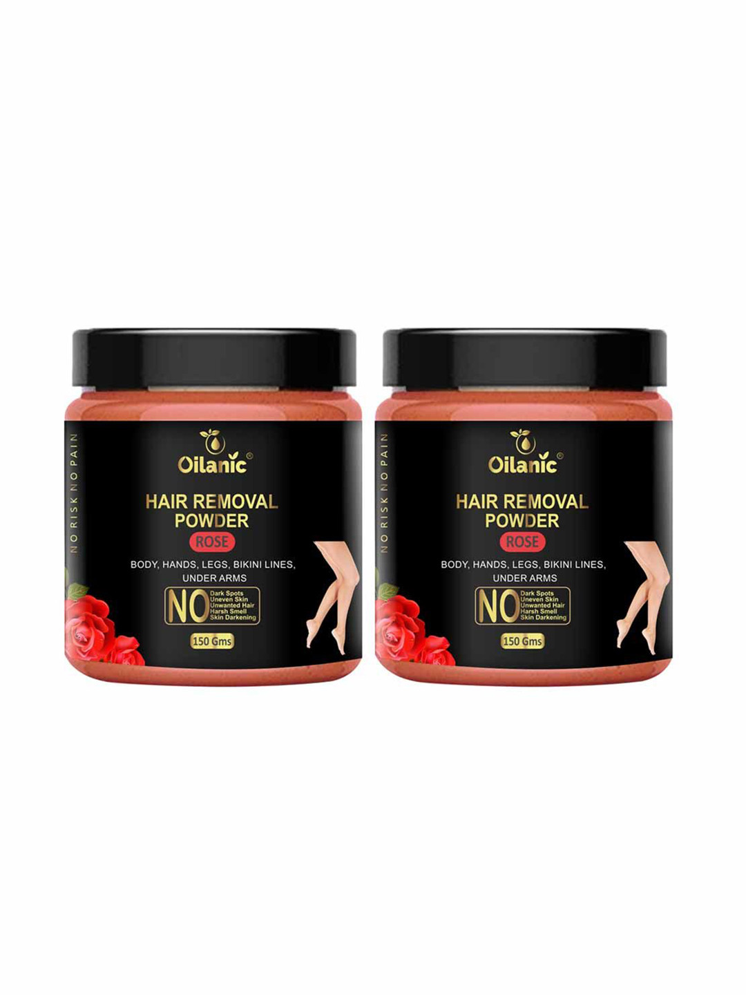 Oilanic Set Of 2 Natural Rose Hair Removal Wax Powder - 150 g Each