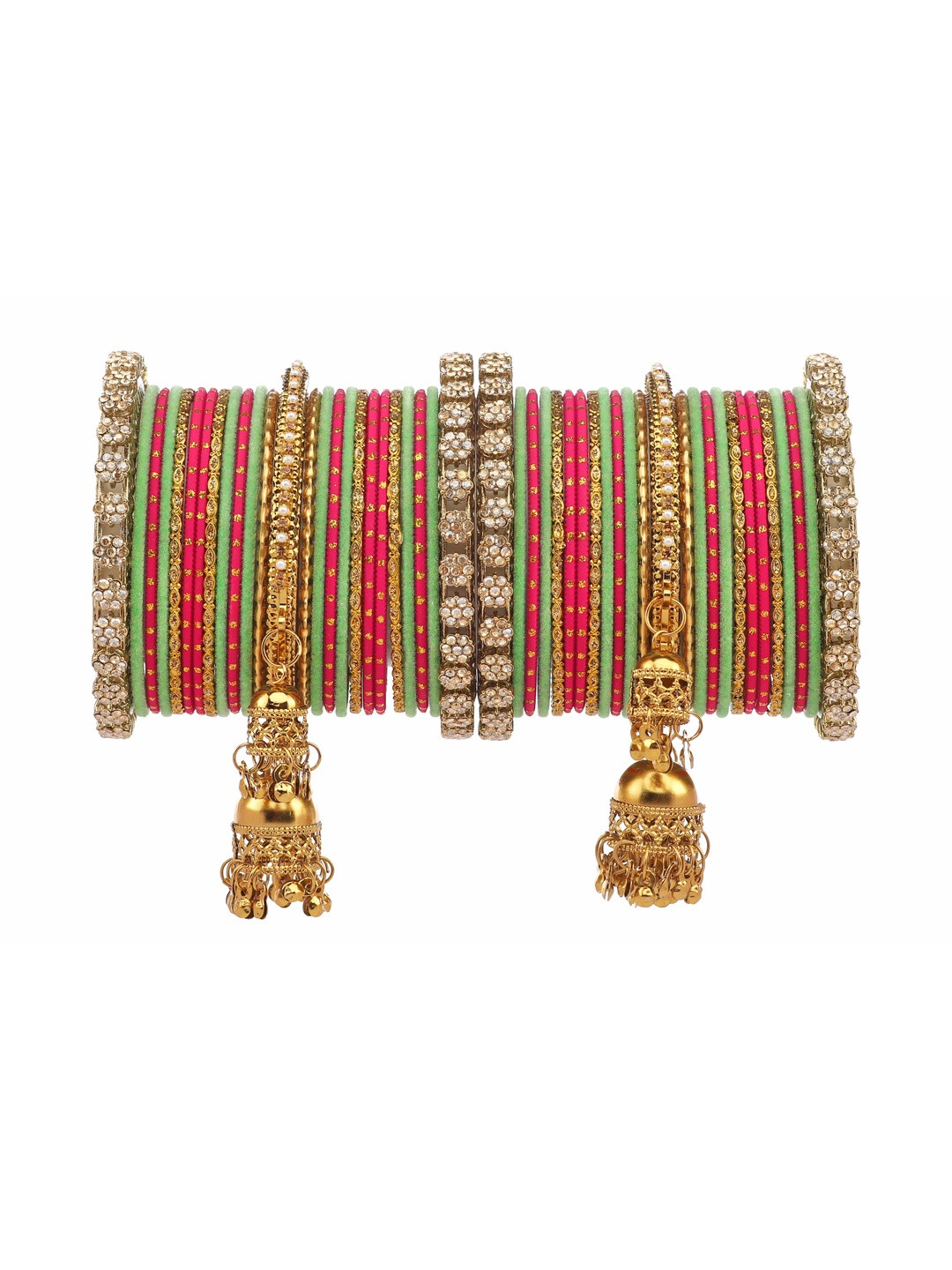 RIJOLI Alloy Zircon Artificial Stones and Beads Bangle With Latkan kada