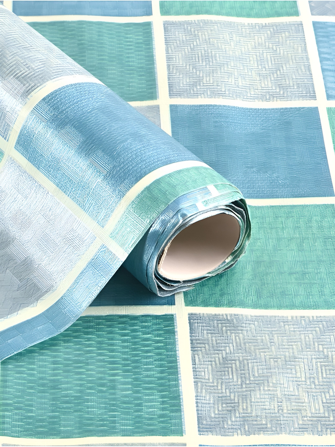 HOMESTIC Grey And Blue Checked Anti Slip Roll