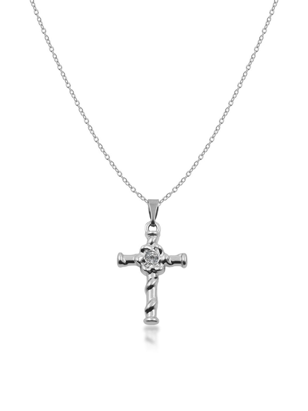 De-Ultimate Women Silver-Plated Stainless Steel Anti-Tarnish Cross Pendants with Chains
