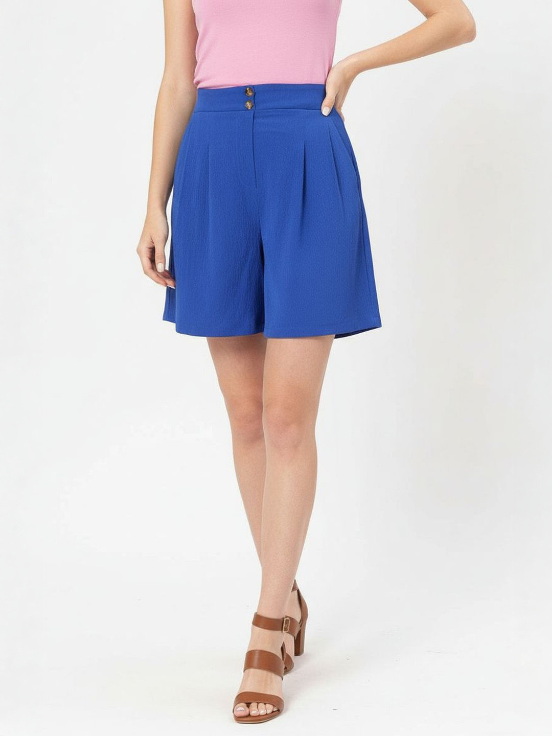 DressBerry ComfyChic Pleated Textured Women Shorts