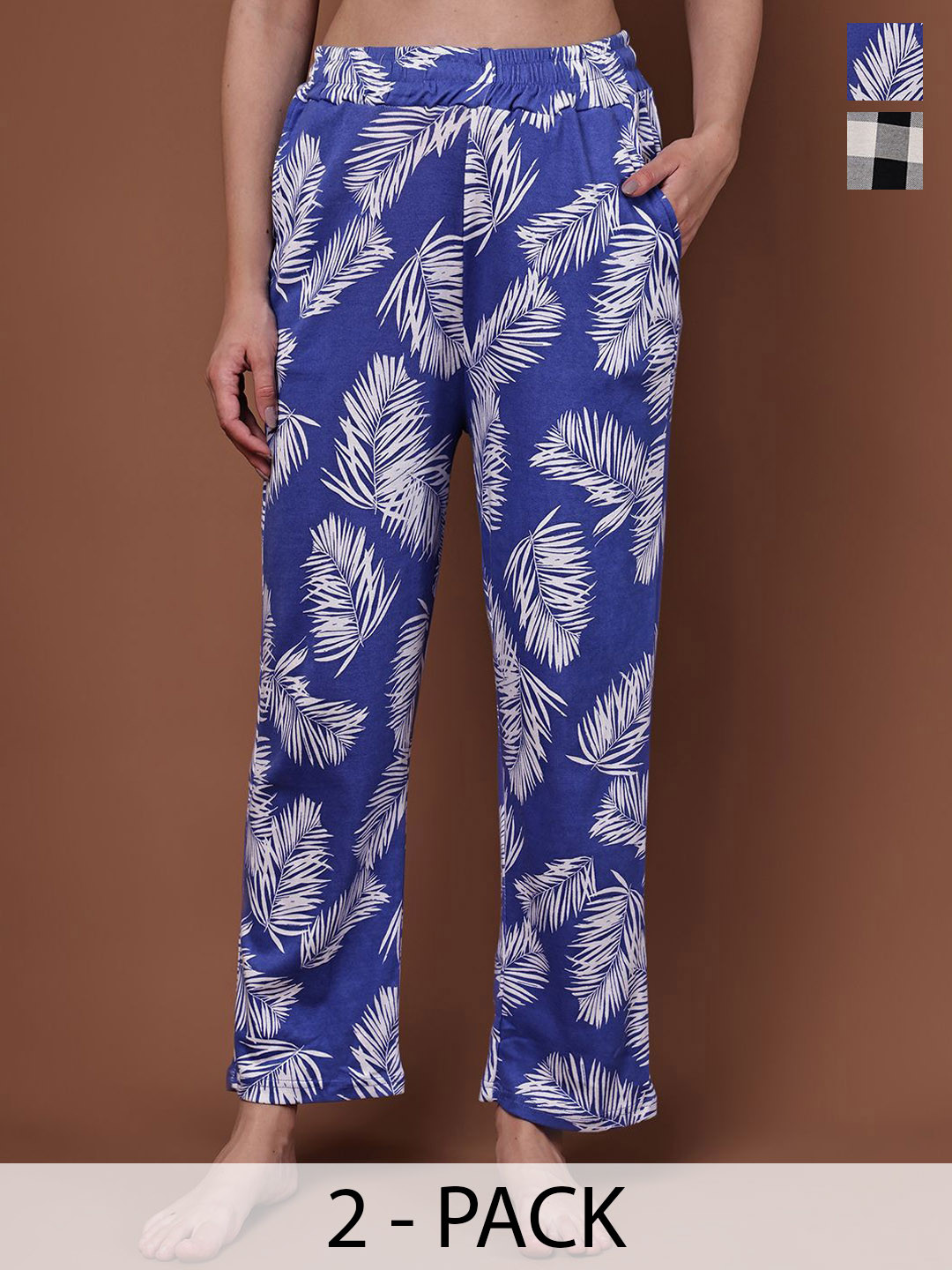 Valles365 by S.C. Women Pack of 2 floral Printed Mid-Rise Lounge Pant