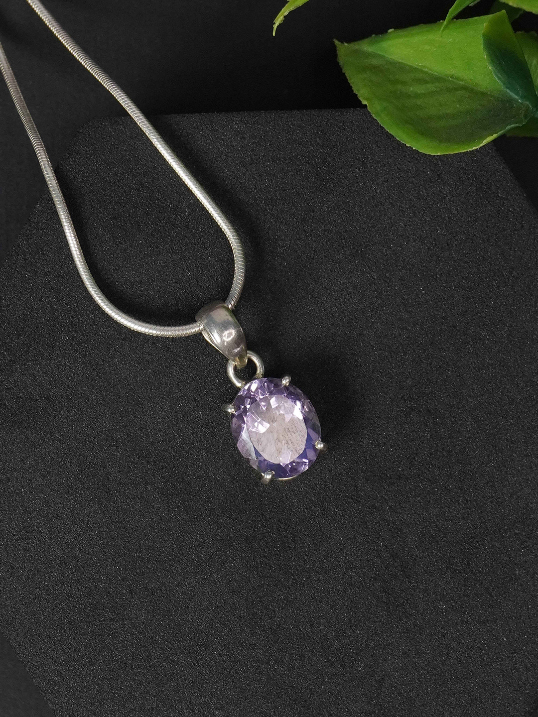 Love Rocks Natural Amethyst Oval Stone Pendant
