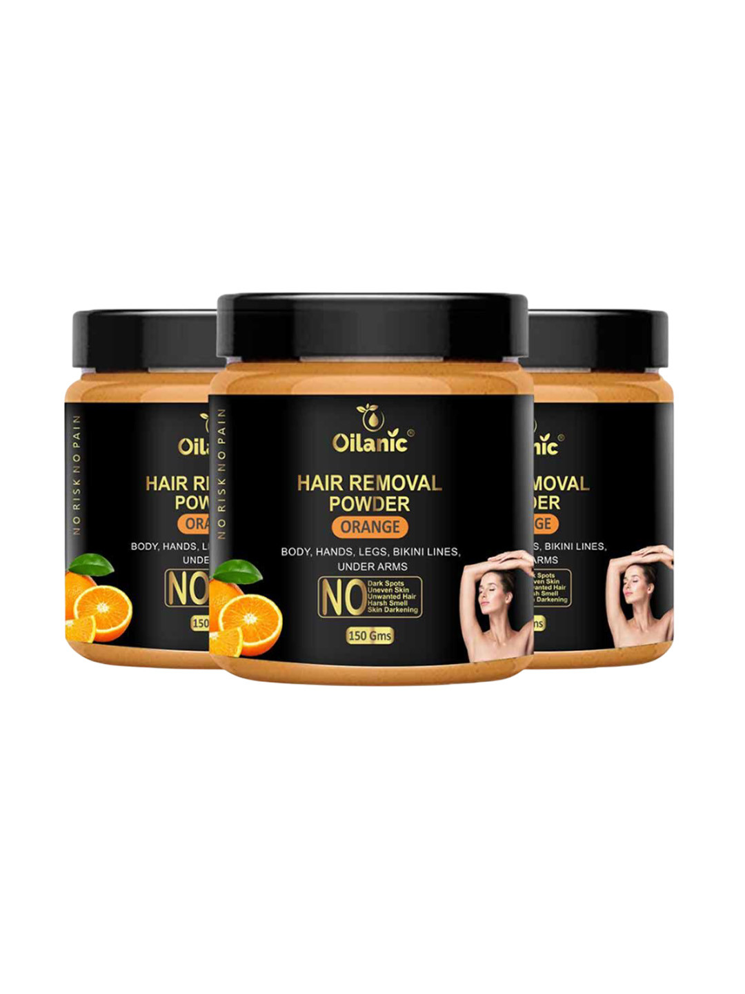 Oilanic Set Of 3 Natural Orange Hair Removal Wax Powder - 150 g Each