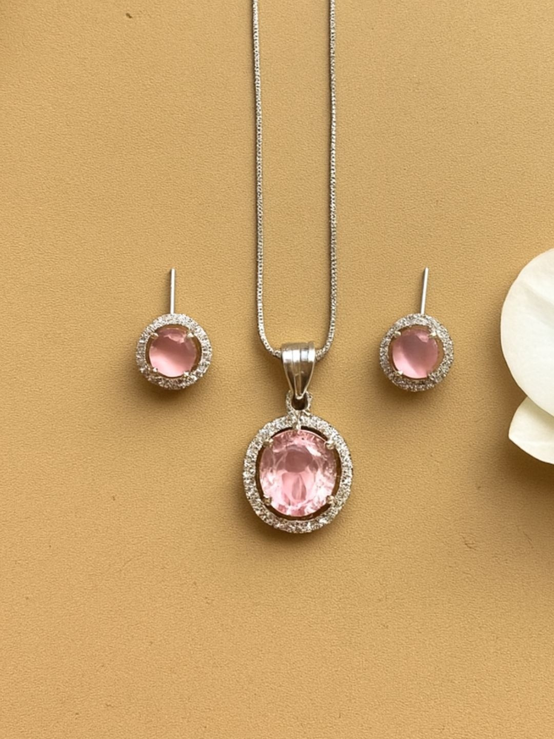 shringaar by neha German Silver Rhodium-Plated Jewellery Set