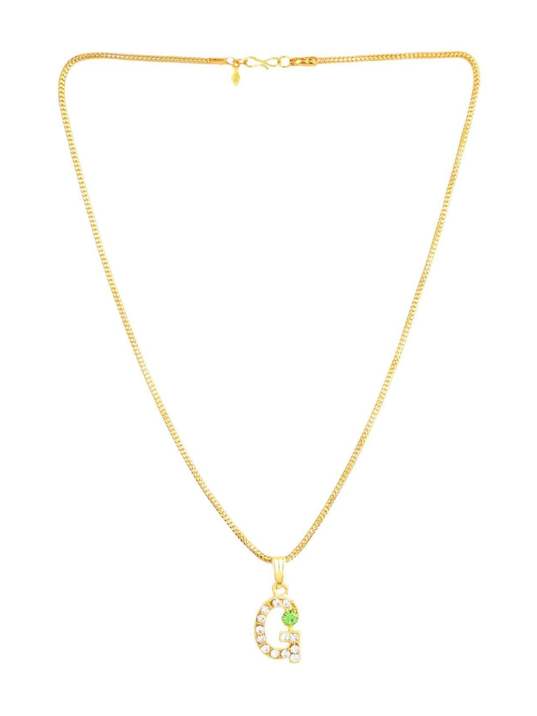 Just Devotional Unisex Stainless Steel Crystals Studded G Shaped Pendant With Chain