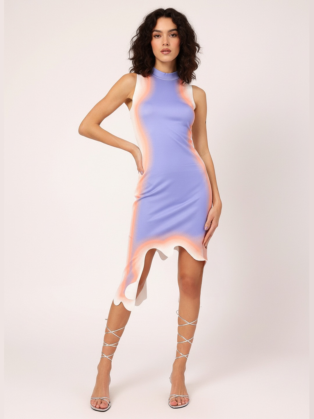 DressBerry Adorable Allure Tie and Dyed Asymmetric Hem Sheath Dress
