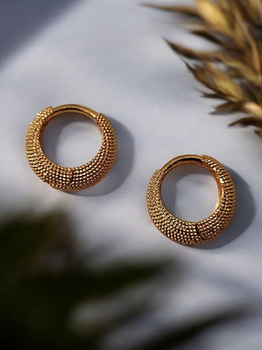 SHREE KRISHNA SHOPPING Gold-Plated Brass Ethnic Hoop Earring