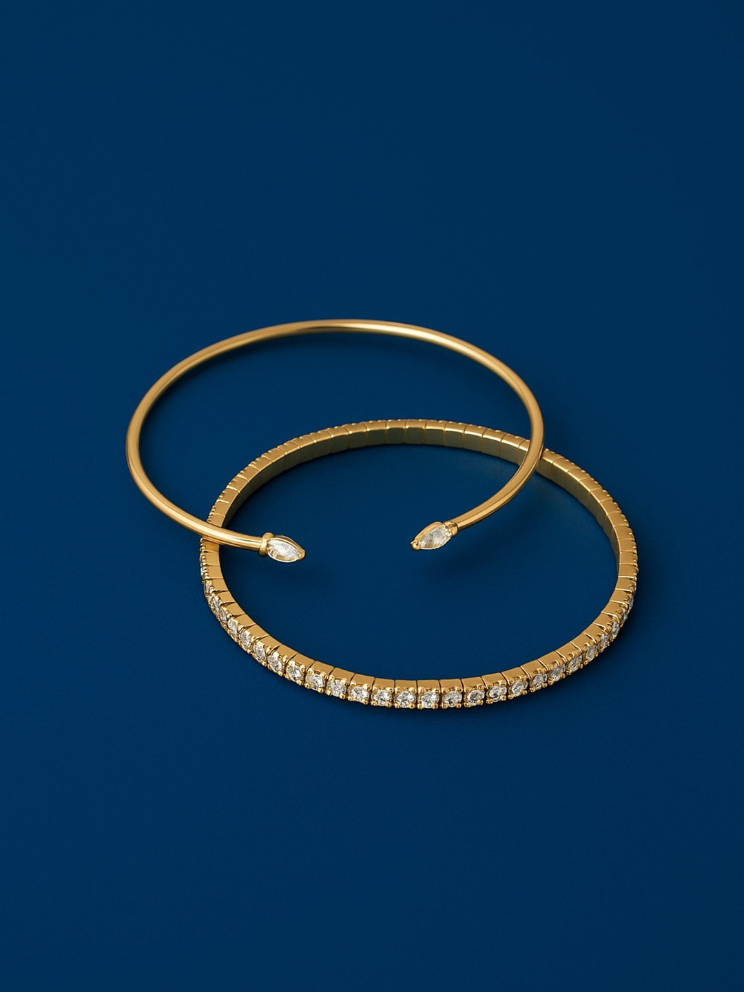 Accessorize Set of 2 Cubic Zirconia 14k Gold-Plated Bangle-Style Bracelet