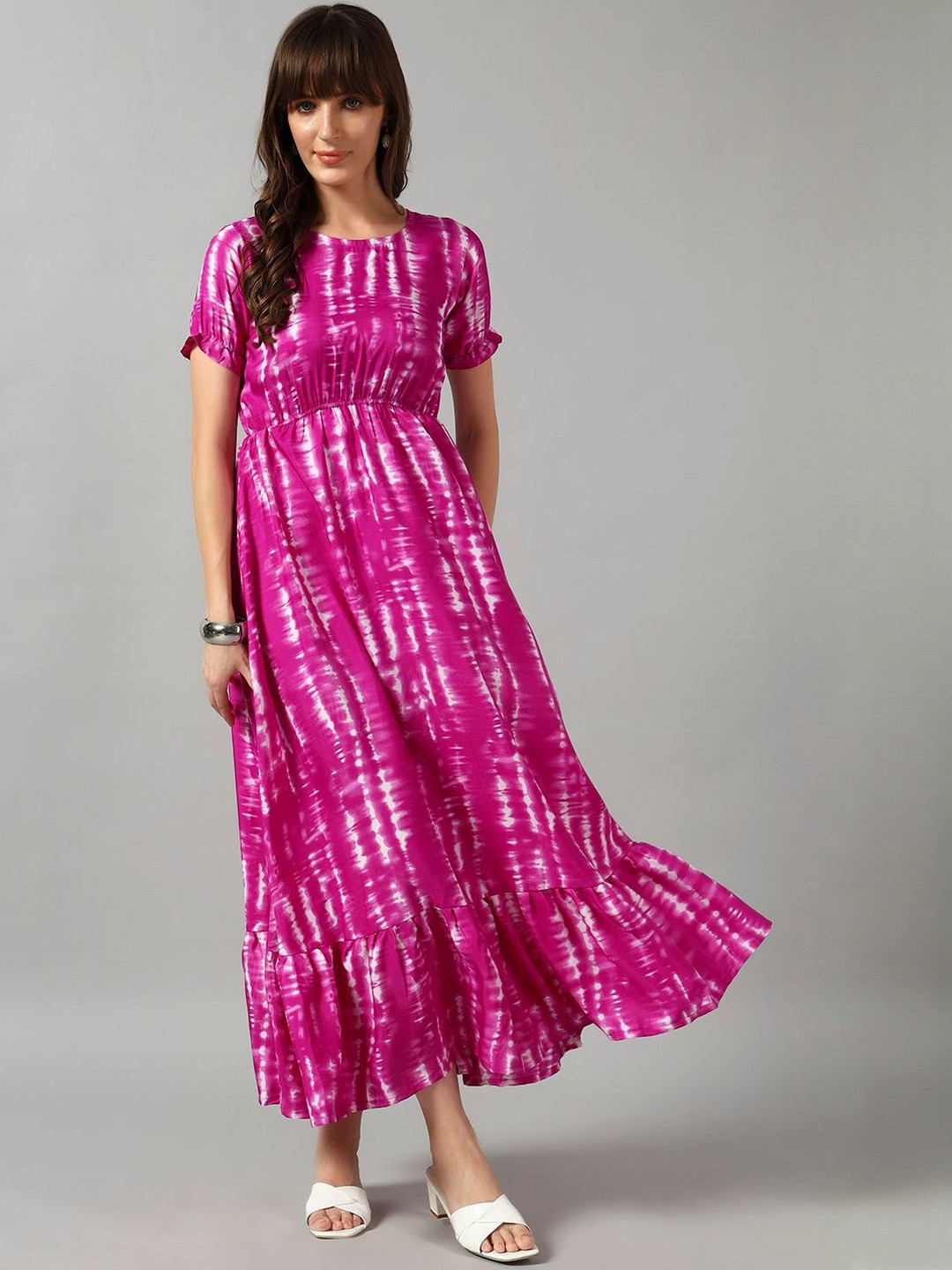 Jash Creation Women Polyester Dyed Fit and Flare Dresses