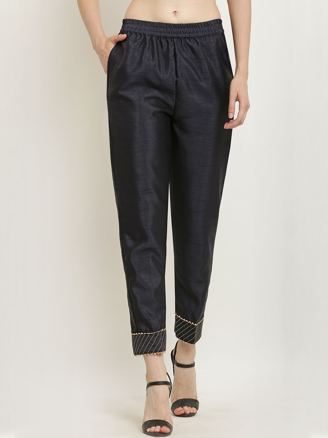 Moda Rapido Women Gota Zari Trousers With Pocket & Lining