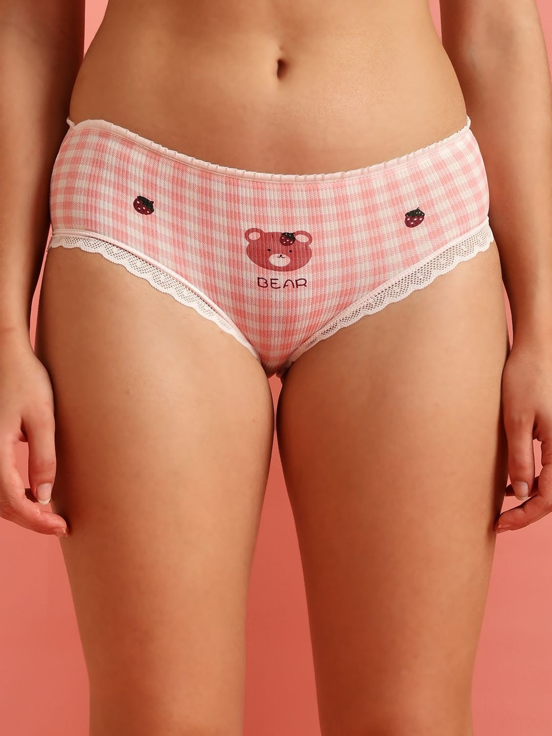 Wincly Fashion Pack Of 3 Printed Pink Heart Panty