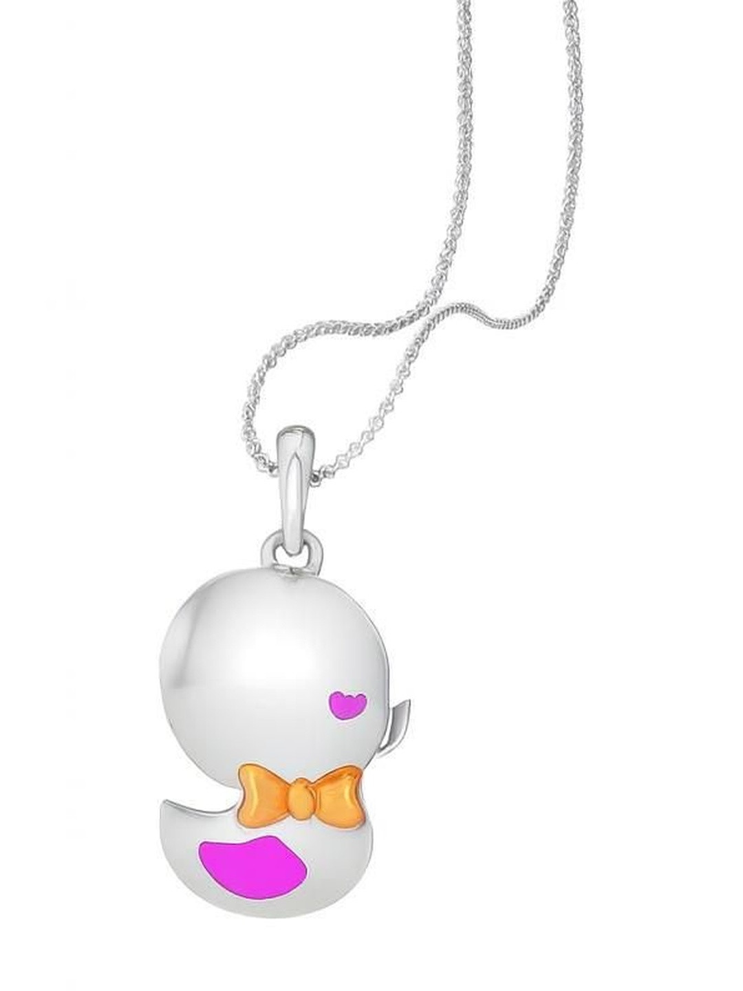 925 SILLER 925 Sterling Silver Rhodium-Plated Duck Shaped Pendant With Chain