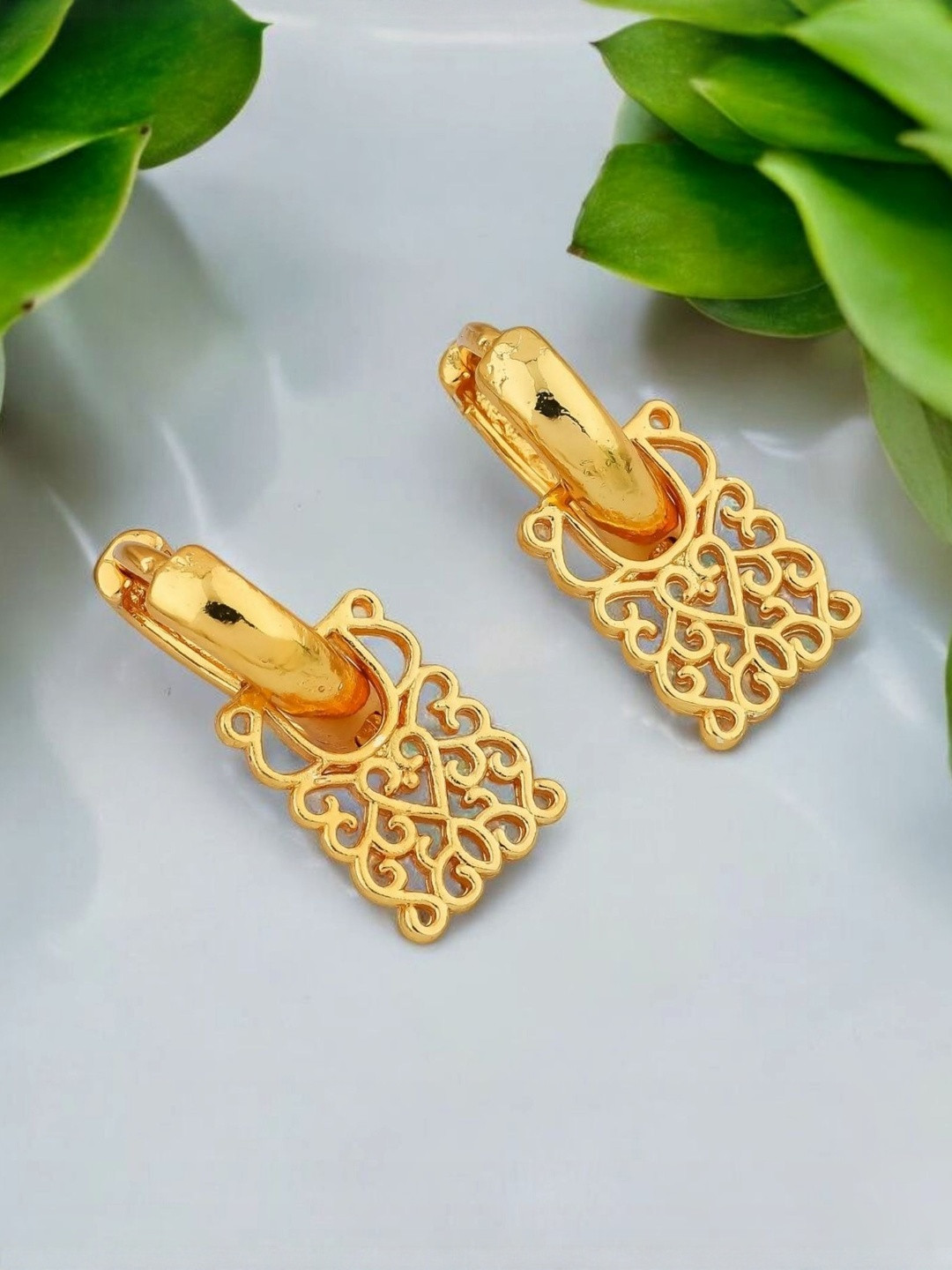 SHREE KRISHNA SHOPPING Gold-Plated Drop Earrings