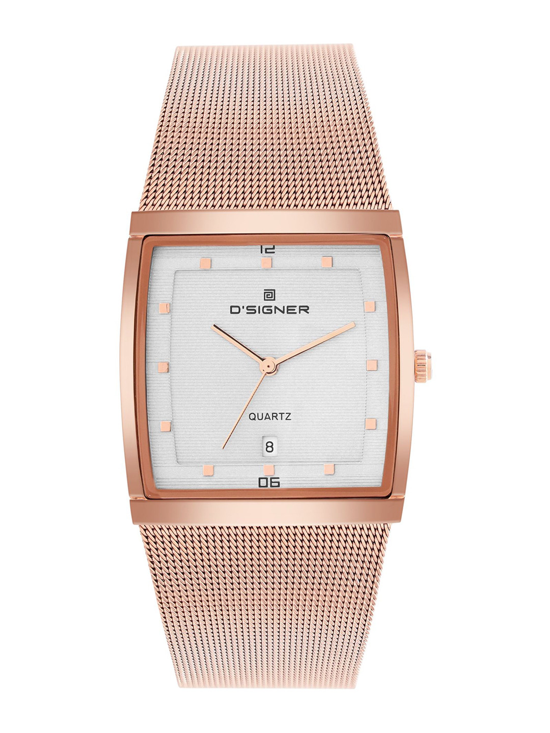 D'SIGNER Men Rectangular Dial & Stainless Steel Textured Straps Analogue Watch 856RGM.2G