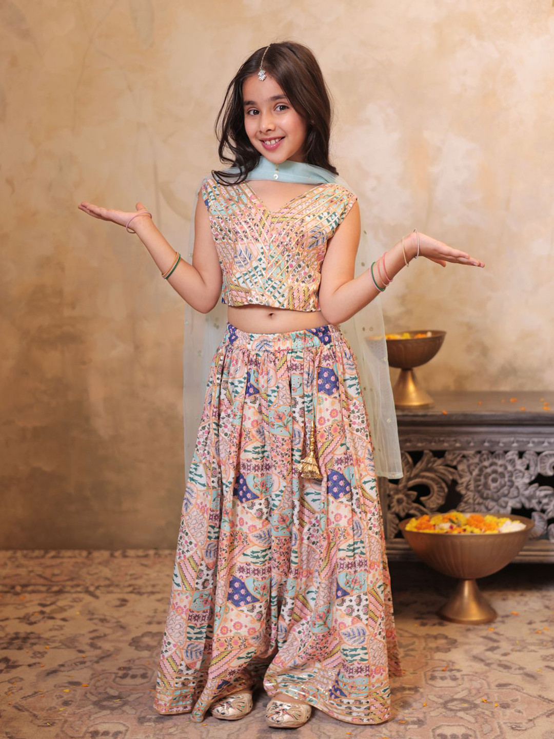 Aj DEZInES Color Blend Gotta Patti Embroidered Lehenga Choli With Dupatta