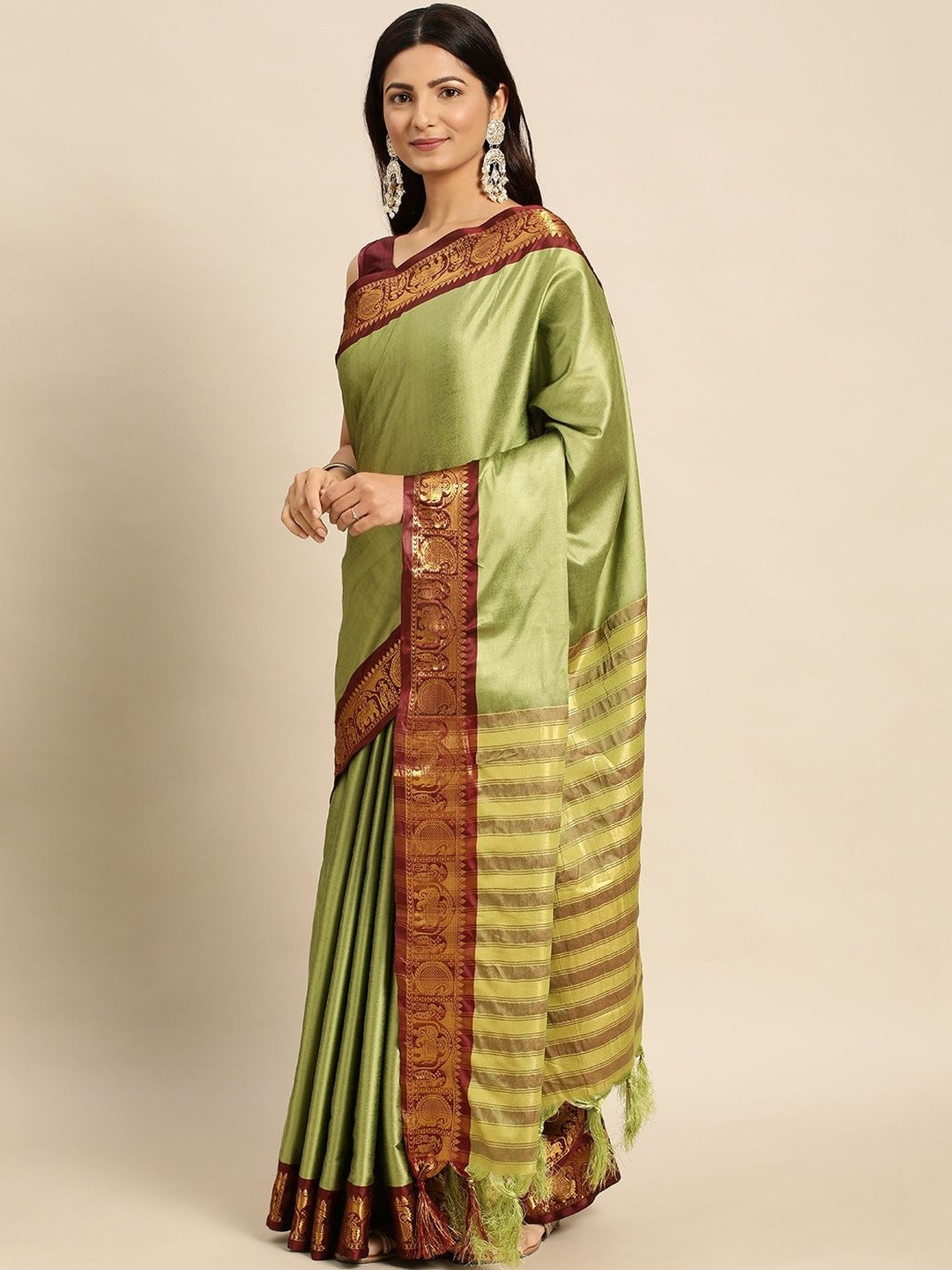 Paramparik Textile Ethnic Woven Design Motifs Zari Handloom Banarasi Saree