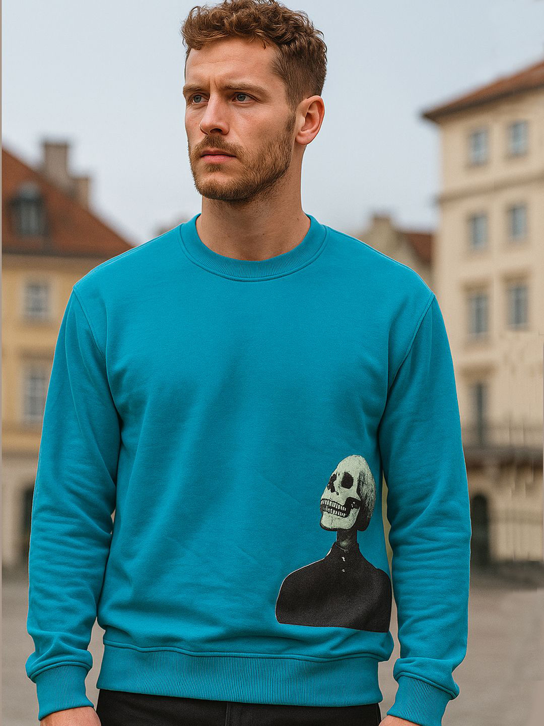 Obaan Men's Placement Graphic Printed Sweatshirt