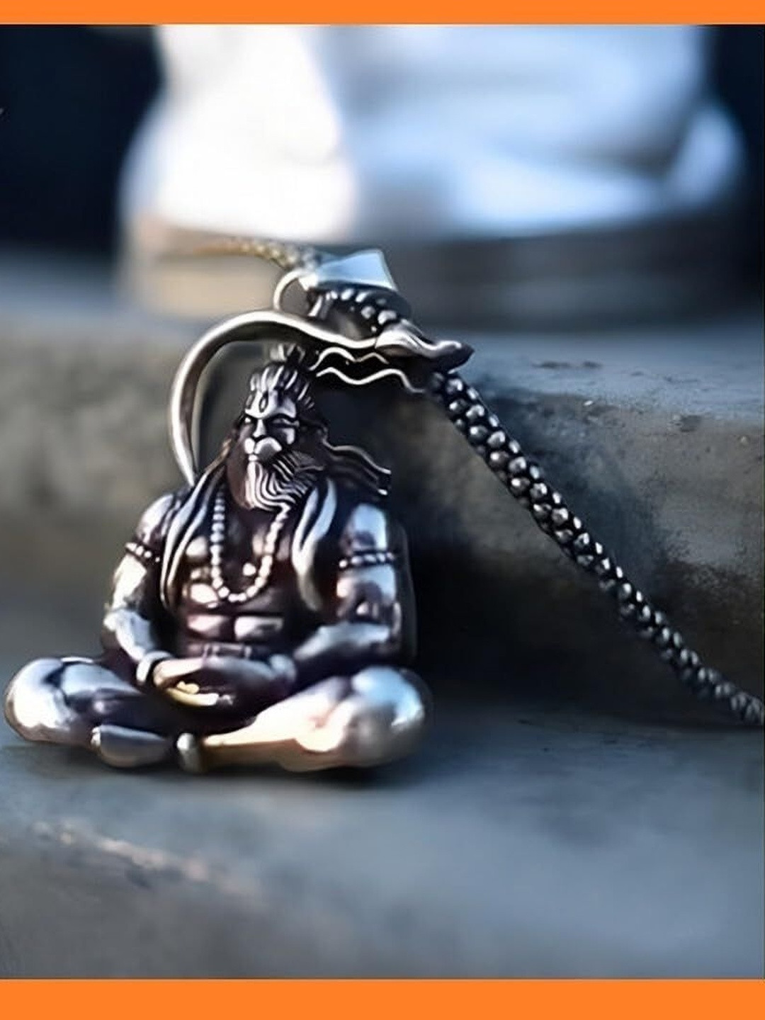 Crazy Queens Unisex Stainless Steel Hanuman Ji Pendant With Chain