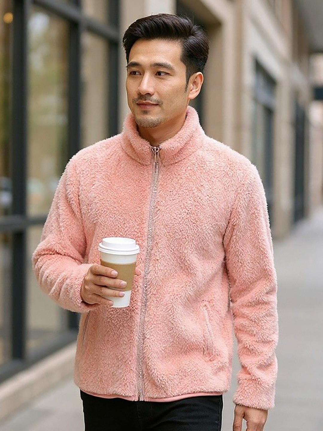Mast & Harbour Men High Neck Open Front Jacket