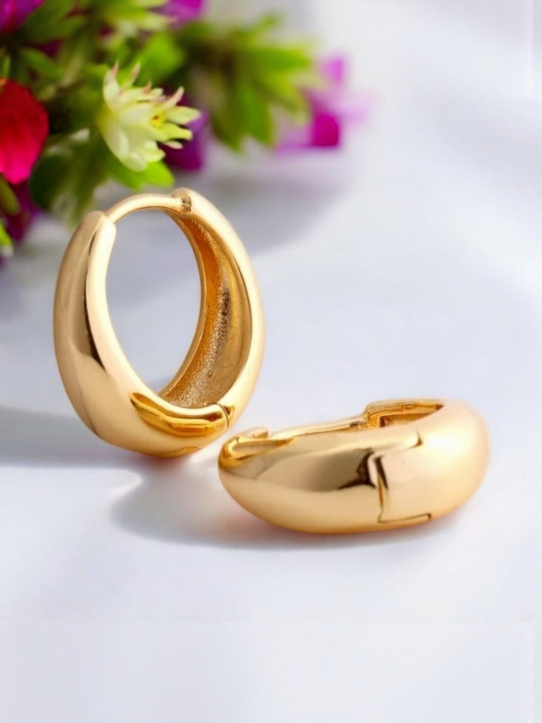 SHREE KRISHNA SHOPPING  Gold-Plated Brassn Hoop Earrings