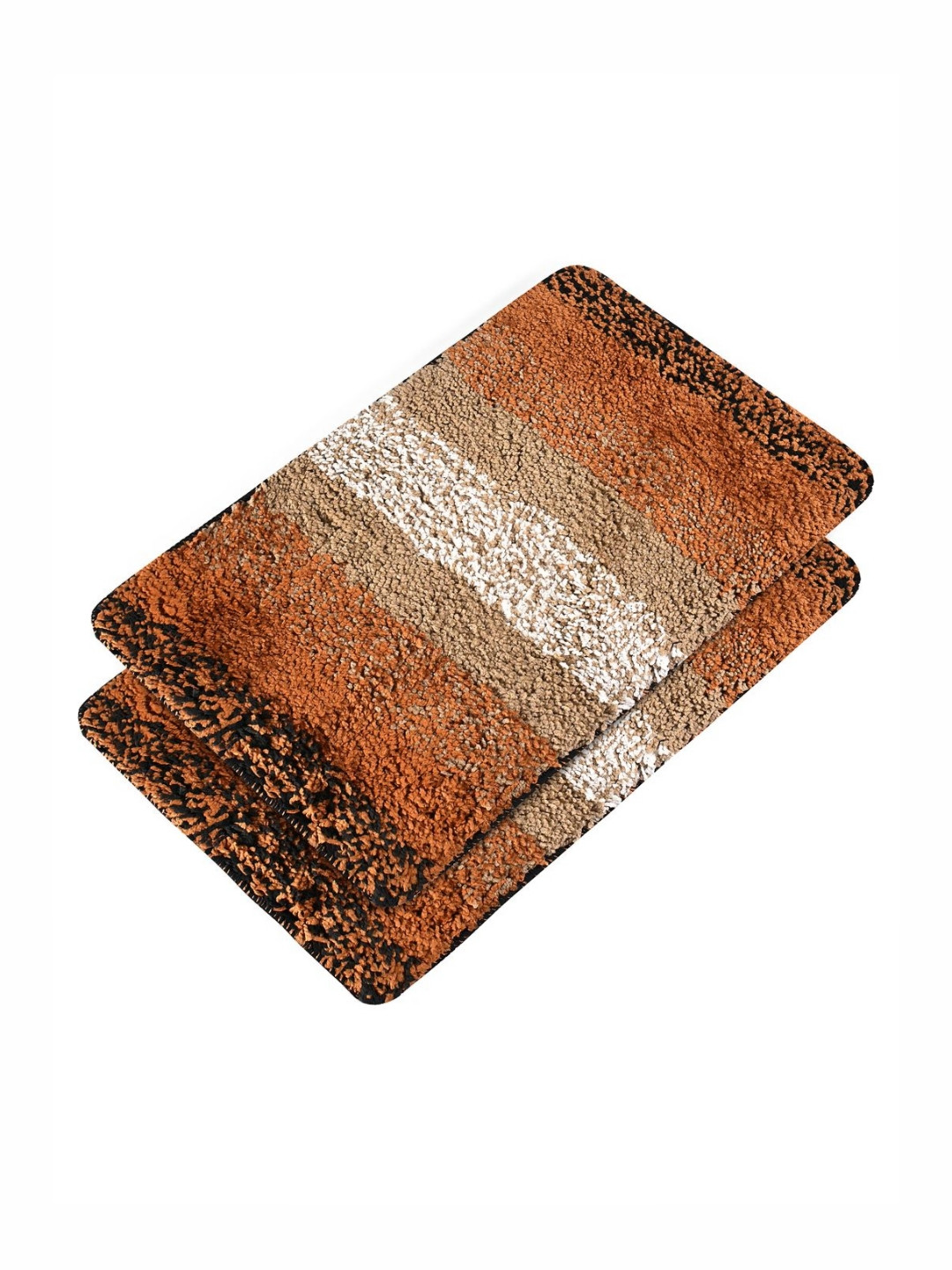 HOMESTIC Brown & Cream-Colored 2 Pieces Microfiber Ultra Absorbent Doormats