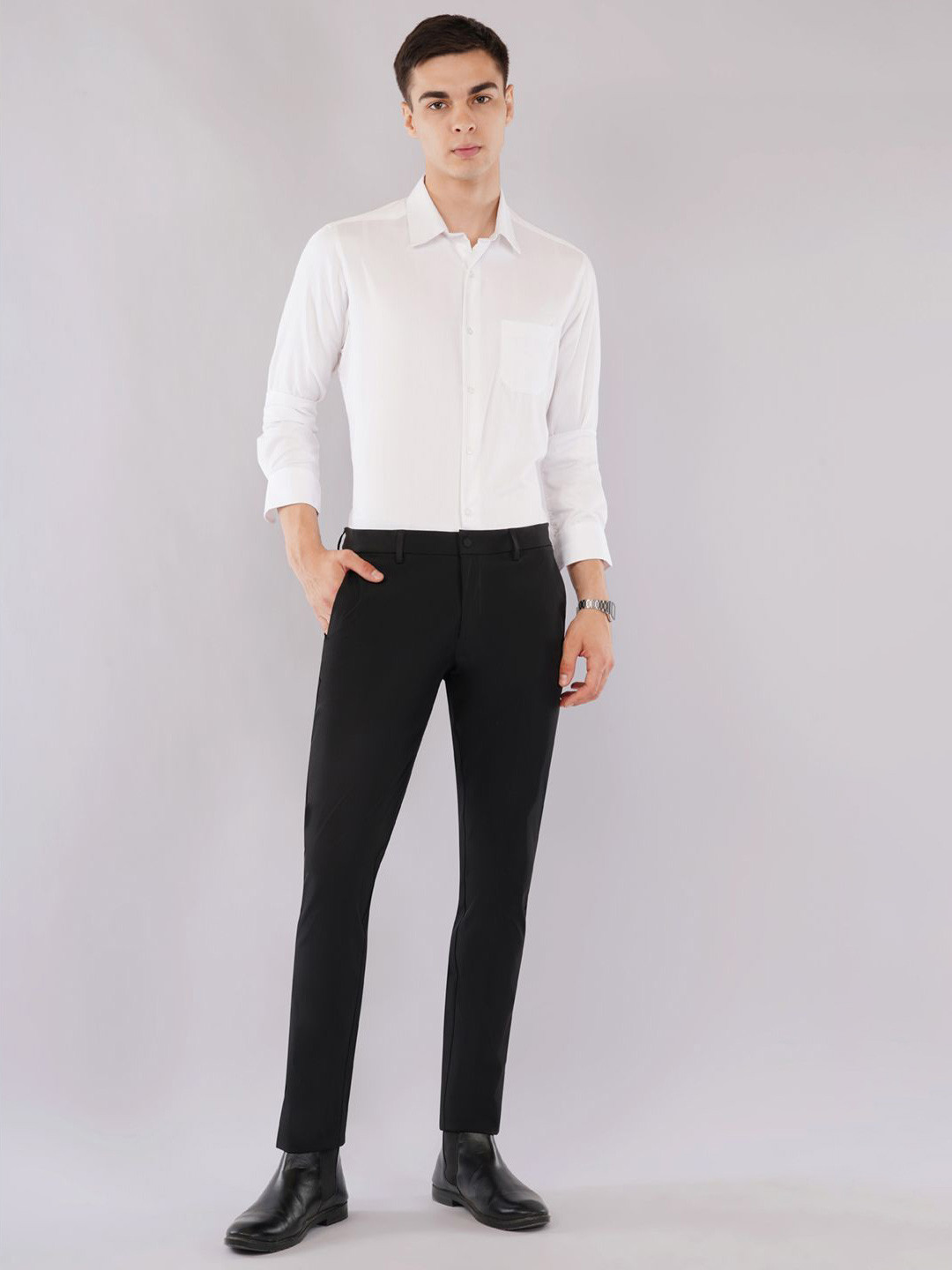 OLEVORR India Slim Fit Spread Collar Formal Shirt