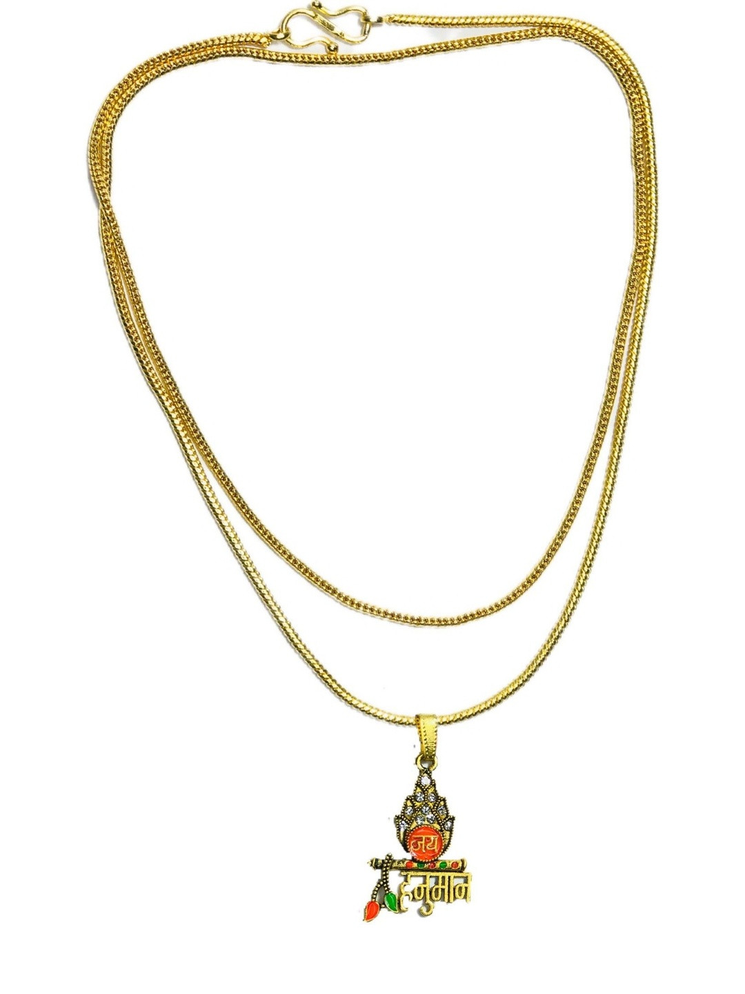 Basukiya Unisex Jai Hanuman Brass Gold-Plated Necklace