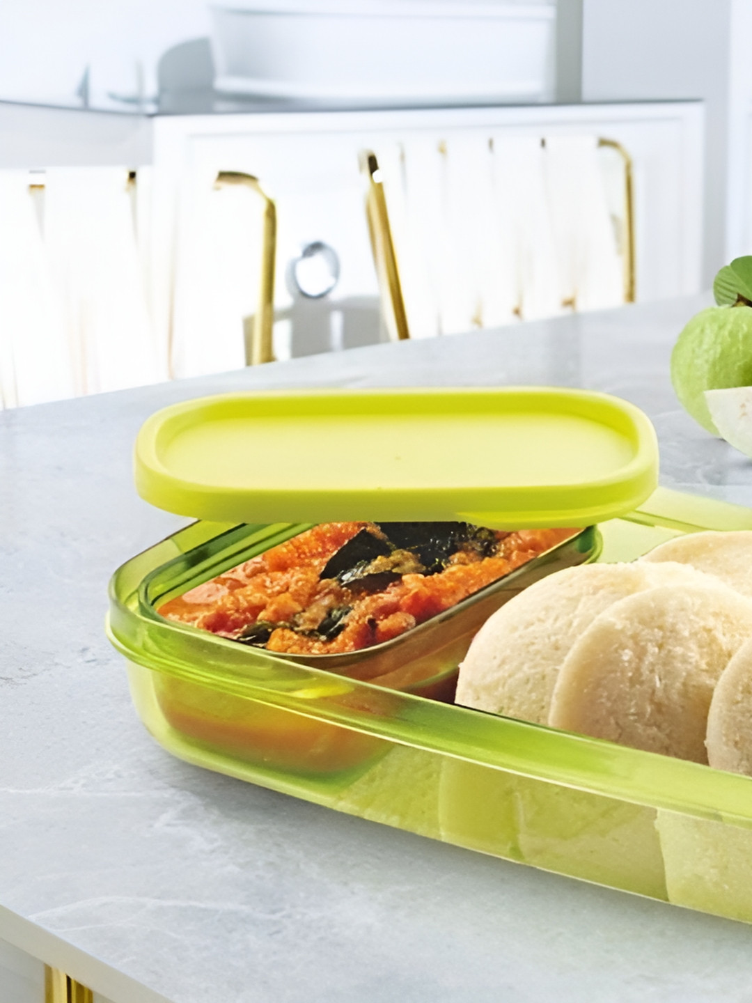 EVITA Green 2 Compartment Lunch Box With Spoon And Fork