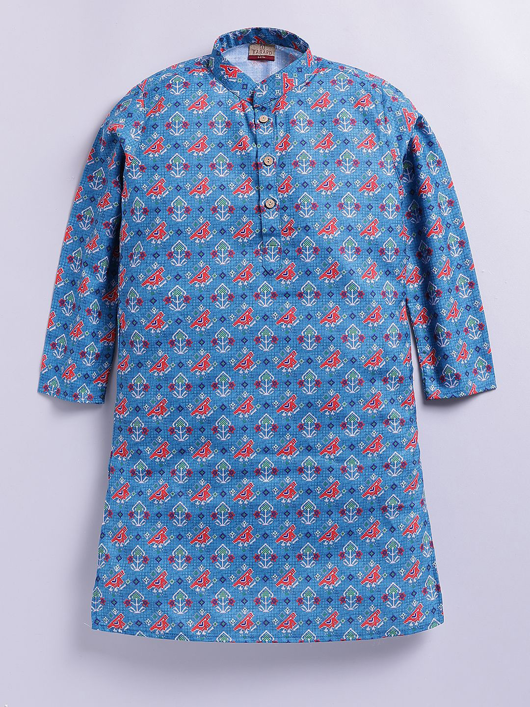TABARD Boys Floral Printed Mandarin Collar Kurta
