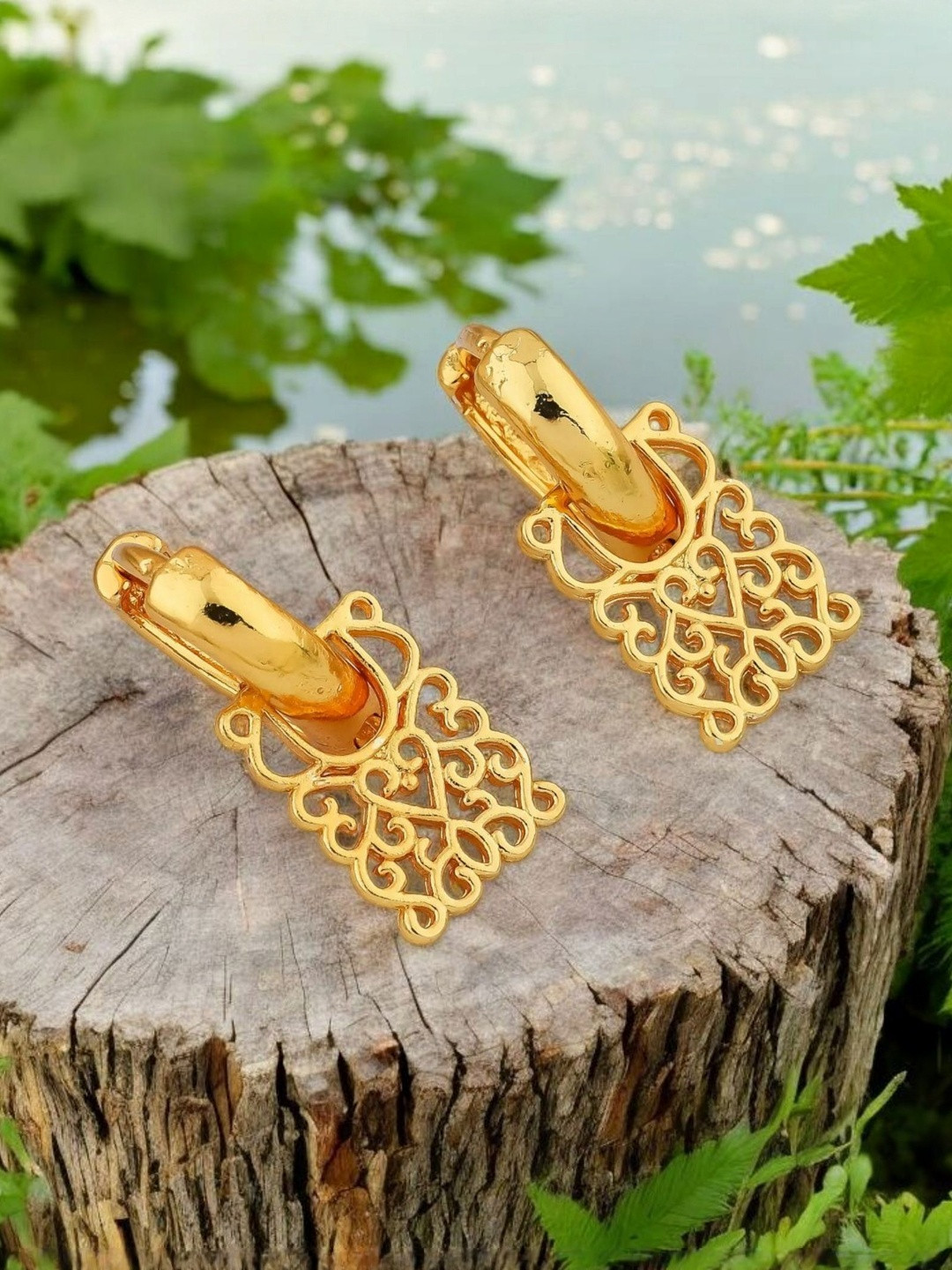 SHREE KRISHNA SHOPPING Gold-Plated Brass Ethnic Clip-on Hoop Earring