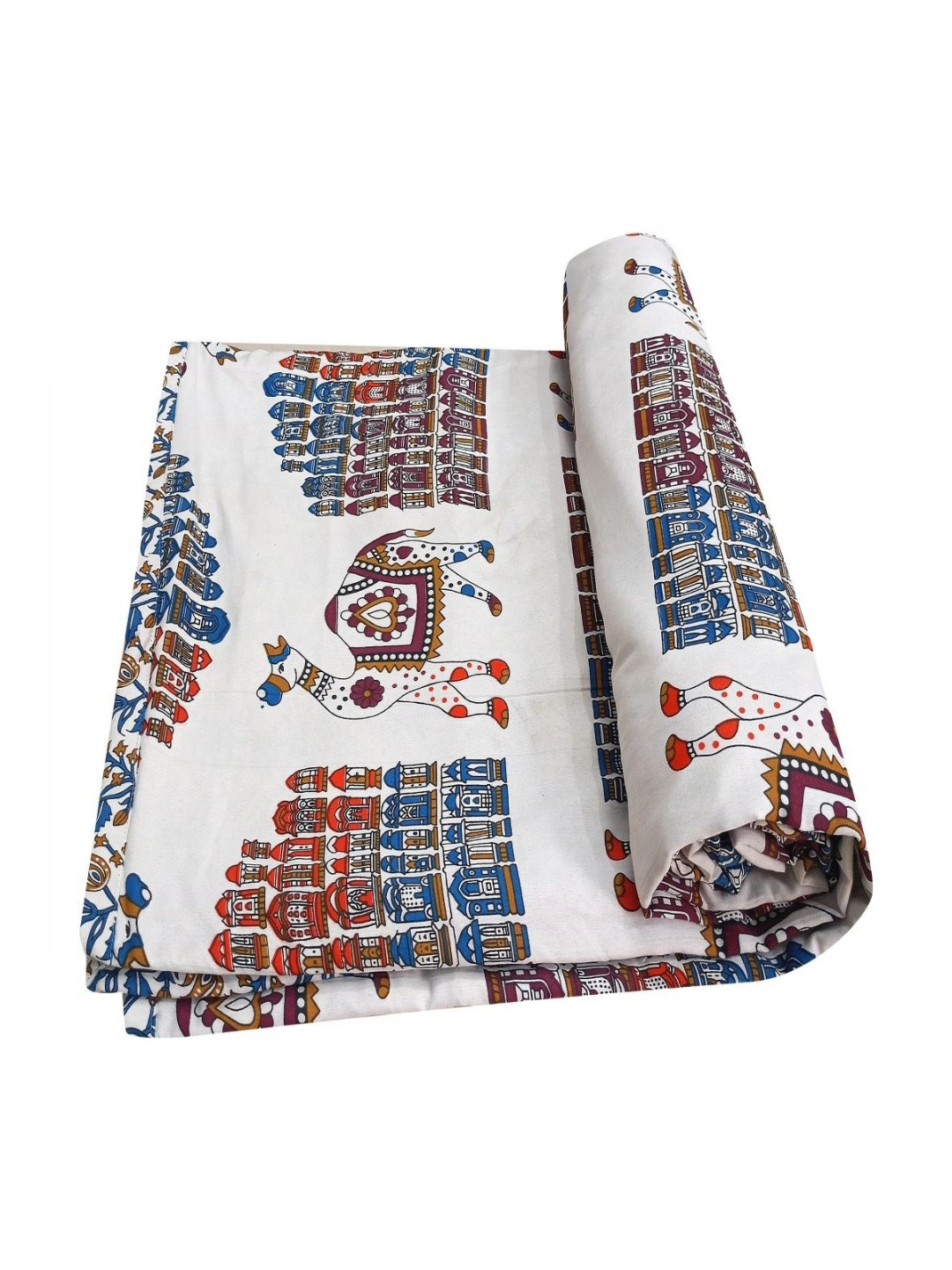 INDRA'S Orange & Blue Floral AC Room 110 GSM Cotton Single Bed Dohar